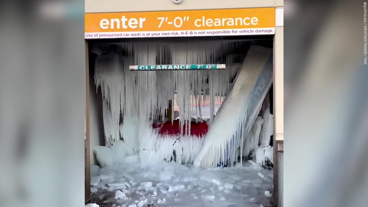 Texas car wash covered in enormous icicles amid once in a generation winter storm