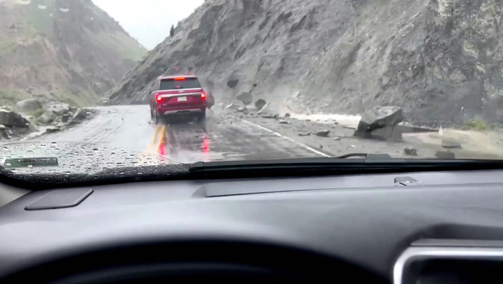 Rockslide hits car in Yellowstone National Park