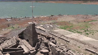Ruins of old town emerge from lake as it dries from extreme heat