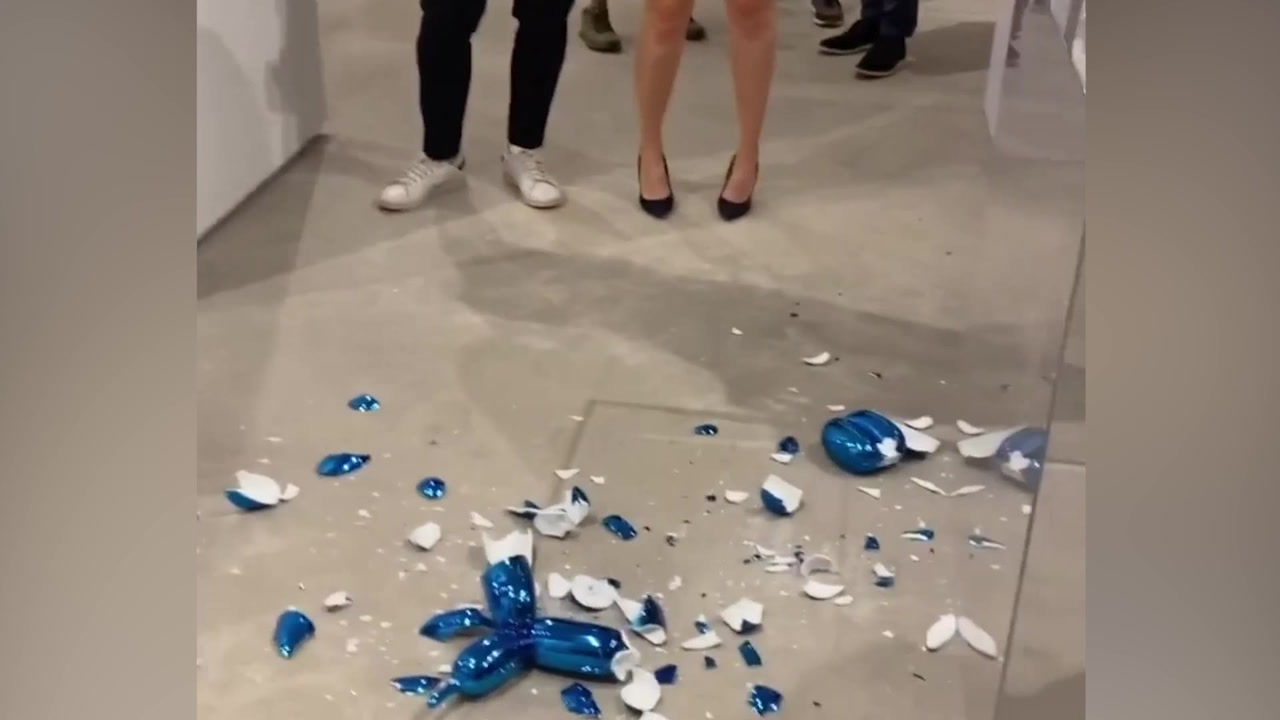 korting Stoutmoedig zwaartekracht Jeff Koons 'balloon dog' sculpture worth £35,000 smashed at gallery |  Culture | Independent TV
