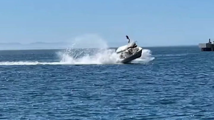 Boat launches tourists into air after striking humpback whale in Mexico