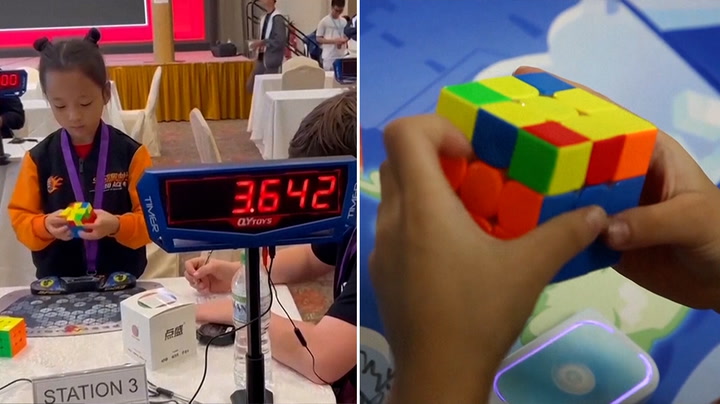 6-year-old becomes first female to solve Rubik's Cube in under six seconds