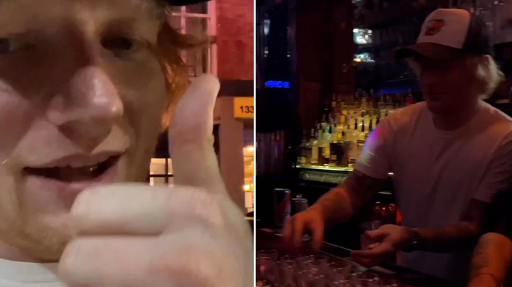 'Very drunk' Ed Sheeran enjoys six-hour pub crawl with shots and beer pong