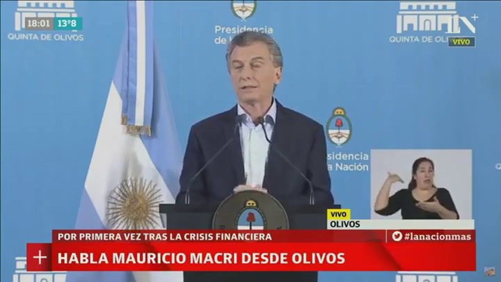 Conferencia de prensa de Mauricio Macri en Olivos tras la crisis financiera