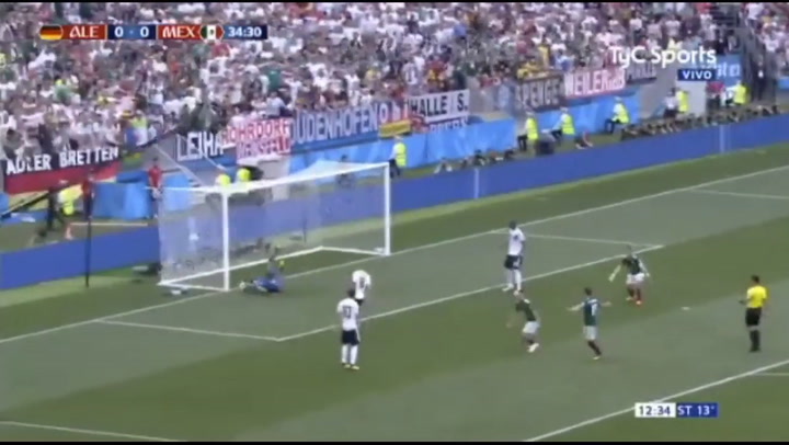 El gol de México que sorprendió a Alemania - Fuente: TW @TyCSports