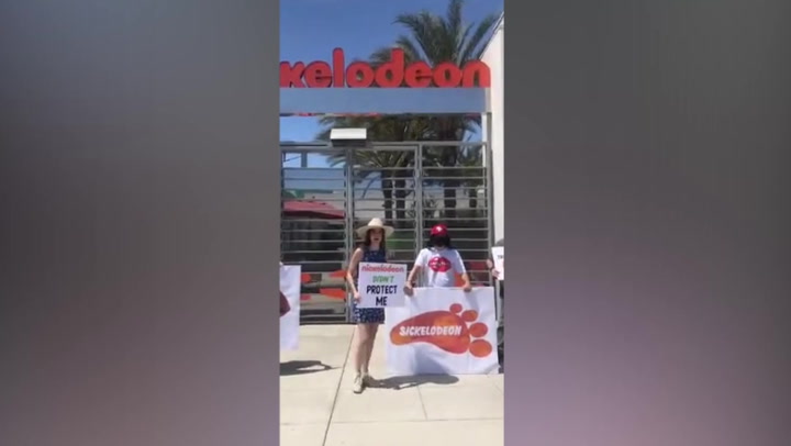 Zoey 101 star Alexa Nikolas protests outside Nickelodeon studios amid abuse allegations