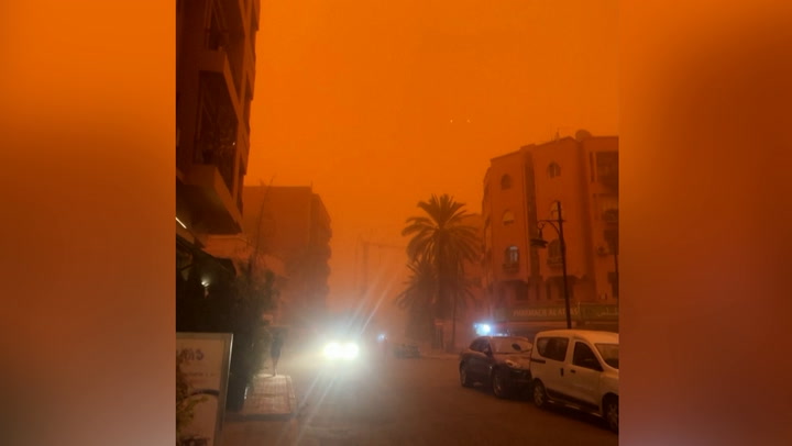 Sandstorm turns skies above Marrakesh orange