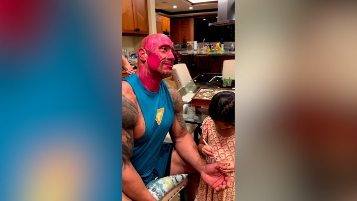 Dwayne Johnson lets his daughters give him a 'makeover'
