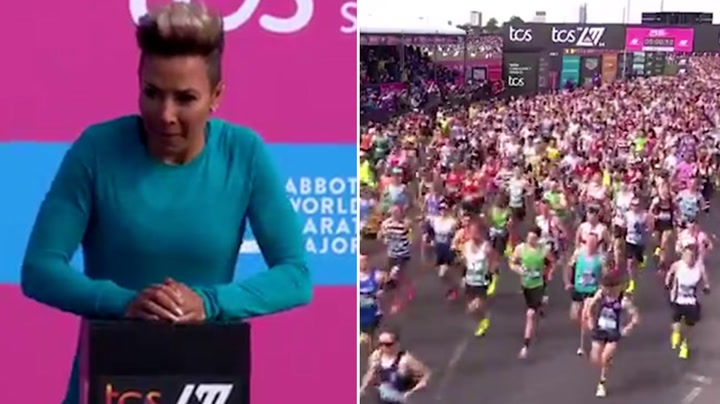 Moment Olympic legend Kelly Holmes gets 2024 London Marathon under way