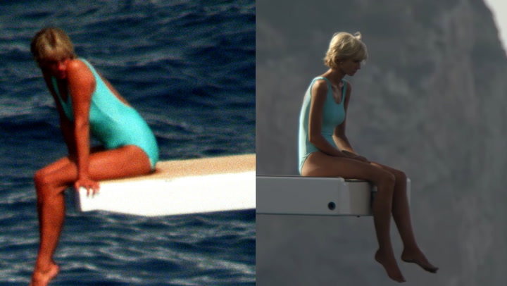 Diana wears blue swimming costume on Mohamed Al-Fayed's yacht