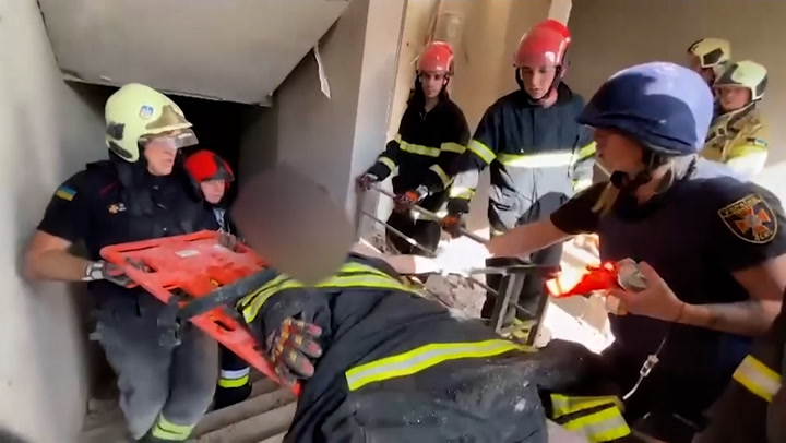 Seven-year-old child pulled from rubble of Kyiv building after Russian airstrike