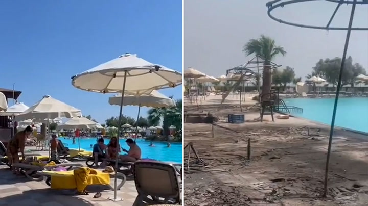 Greece wildfire: Video shows Rhodes hotel before and after the fire