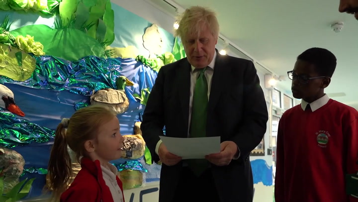 Child invites Boris Johnson to party during awkward primary school visit