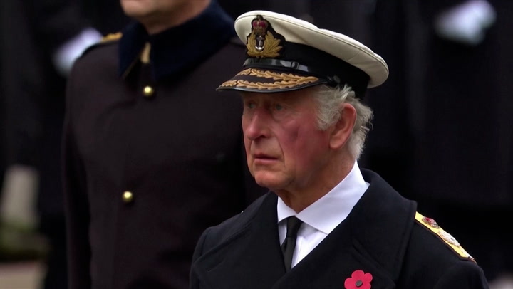 Prince Charles lays wreath at Cenotaph as Queen misses Remembrance Sunday service