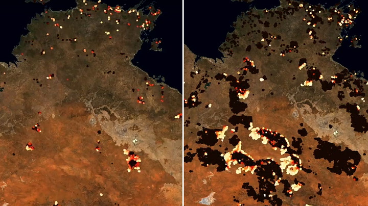 Animation visualises how many wildfires are burning across Australia