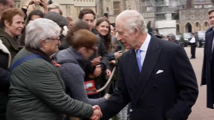 King Charles greets public after Easter Sunday service in Windsor