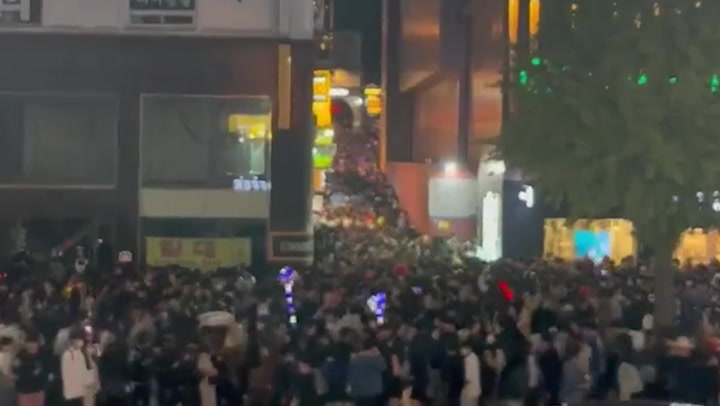 Footage shows scale of crowd before Seoul Halloween stampede tragedy