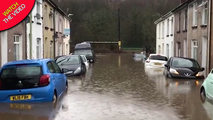Storm Dennis: Pontypridd submerged under water as heavy flooding ...