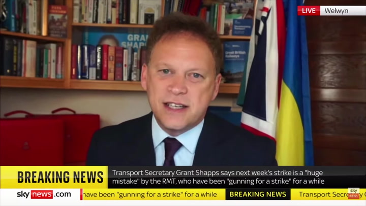 Grant Shapps says RMT union are ‘gunning’ for strikes