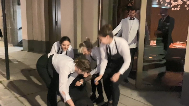 Moment activists physically removed from Salt Bae's steakhouse after protest