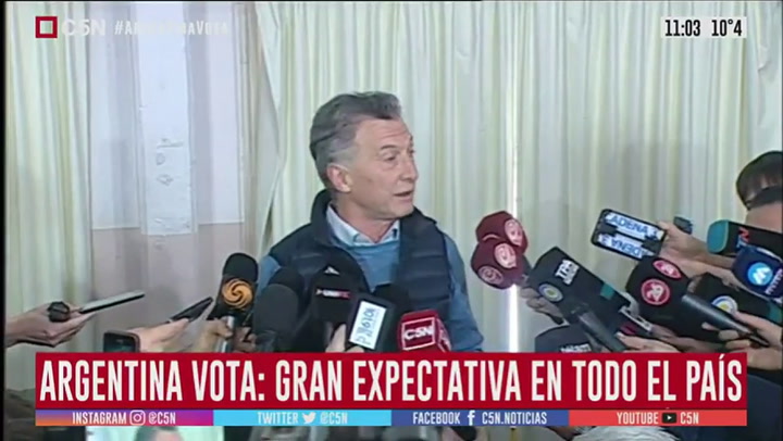 Macri, después de votar: 'Los mercados esperan que sigamos en el mismo camino' - Fuente: C5N