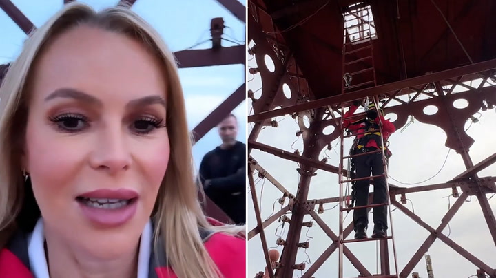 Amanda Holden conquers fear and climbs 500ft Blackpool Tower to raise money for charity