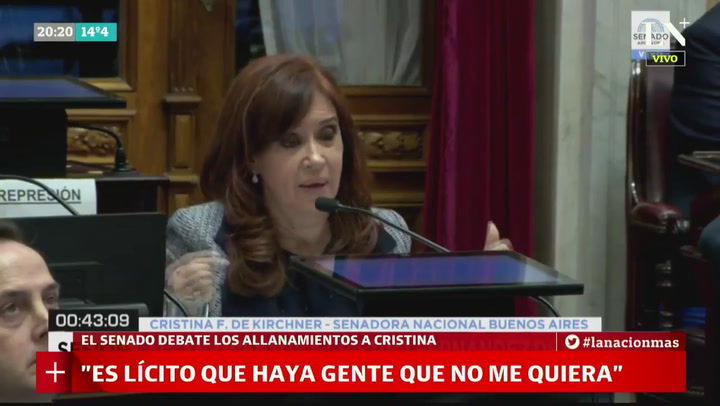 Cristina Kirchner interpela a Gabriela Michetti durante la sesión por los allanamientos
