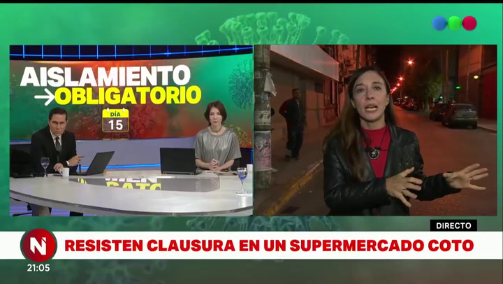 Clausuran un supermercado y Alfredo Coto encabeza la protesta - Fuente: Telefe Noticias