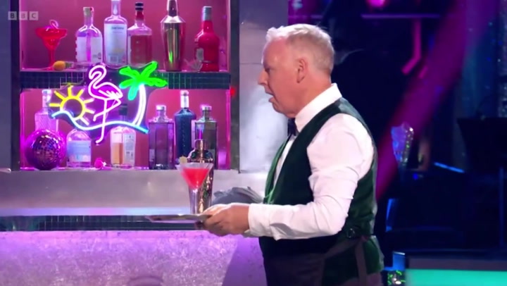Les Dennis shakes up a cocktail during his Strictly tango routine