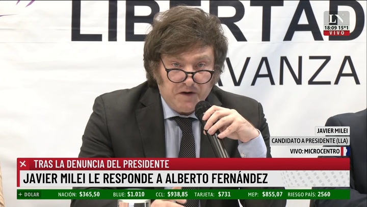 "El kirchnerismo nos quiere proscribir". Conferencia de prensa: Milei y Marra se defienden de la denuncia penal de Alberto Fernandez