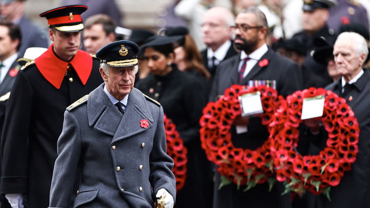 King Charles lays wreath at Cenotaph on Remembrance Sunday