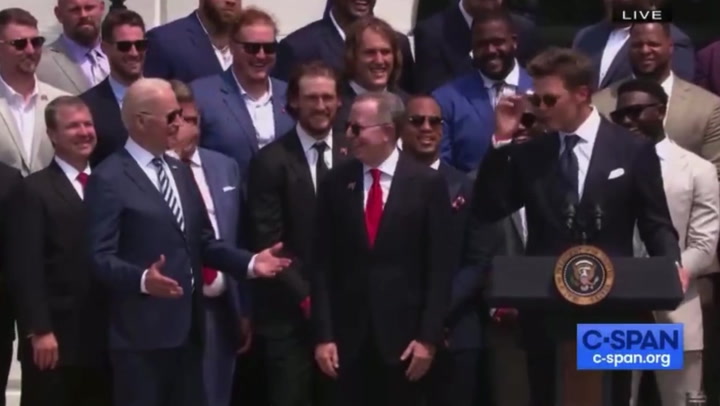 Tom Brady and Joe Biden crack jokes during Buccaneers visit to White House