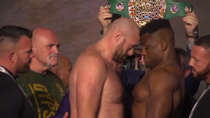 Tyson Fury and Francis Ngannou go head-to-head at weigh-in ahead of Saudi Arabia match