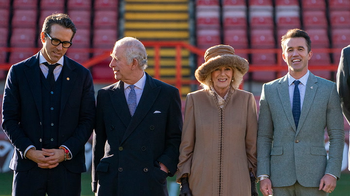 King Charles and Queen Consort meet Ryan Reynolds and Rob McElhenney during Wrexham visit