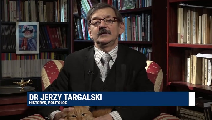 El gato que se subió a la cabeza de un historiador durante una entrevista - Fuente: YouTube