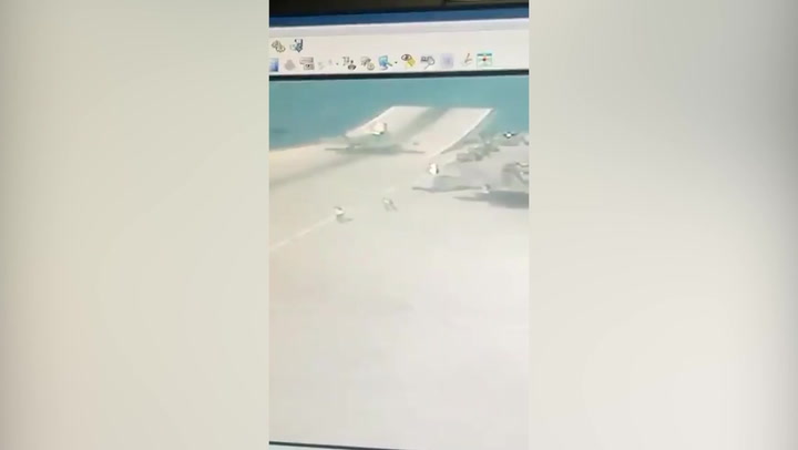 Leaked footage appears to show British F35 jet crashing into Mediterranean during HMS Queen Elizabeth carrier take-off