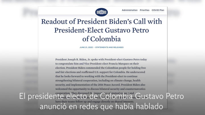 Colombia: Petro ya habló con Biden y con el gobierno bolivariano de Nicolás Maduro