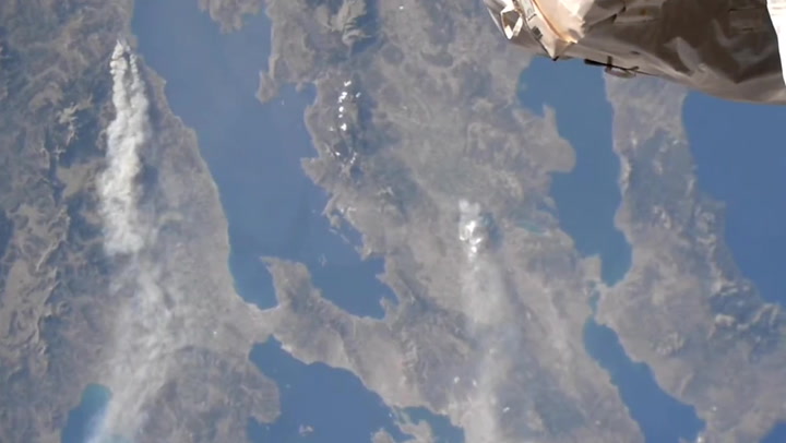Greece wildfires seen from International Space Station