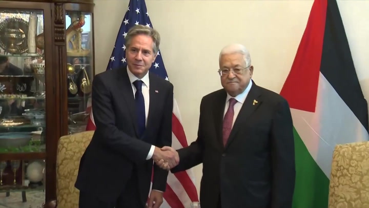 Blinken meets with Palestinian president Mahmoud Abbas in Jordan