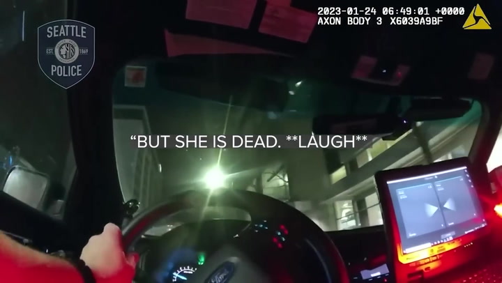 Seattle police officer laughs about woman struck and killed by patrol car in bodycam video