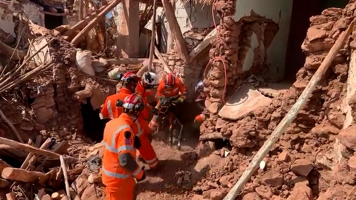 'Entombed donkey' pulled from rubble of collapsed building in Morocco