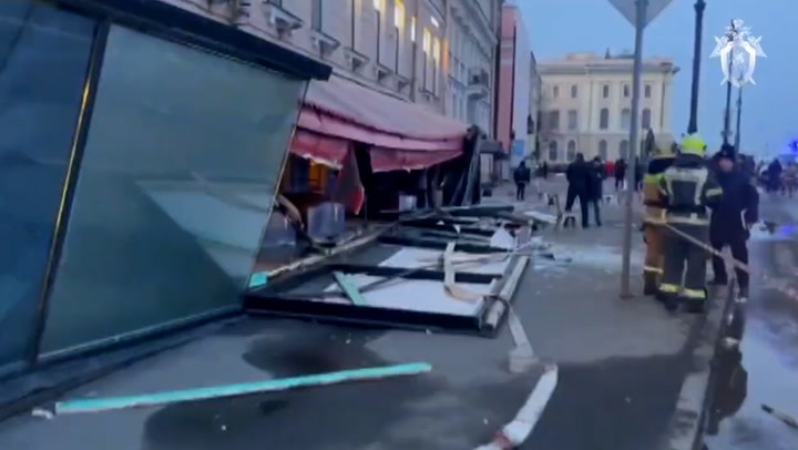 St Petersburg cafe torn apart after explosion kills Russian military blogger