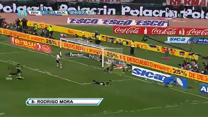 El gol de Rodrigo Mora a Boca por el torneo local de 2012 - Fuente: YouTube