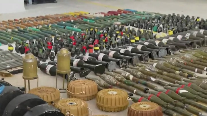IDF reveals huge arsenal of Hamas weapons found during Gaza raid