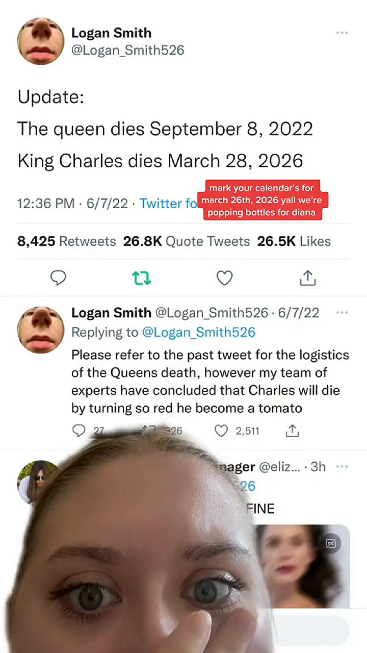 Una tiktoker viralizó el tuit de Logan Smith con la predicción sobre la muerte de Carlos III