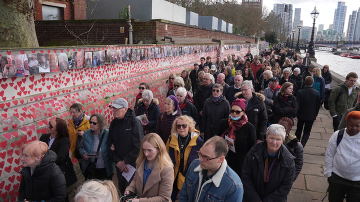 Covid victims remembered at memorial wall ceremony in London