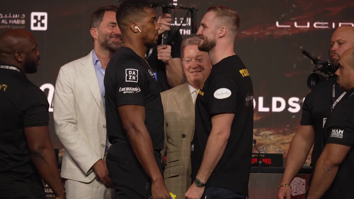 Anthony Joshua and Otto Wallin face off in Riyadh ahead of fight