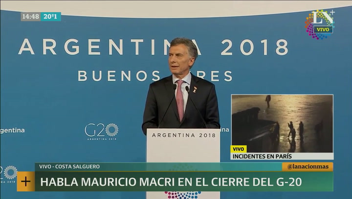 Cumbre del G20: el discurso de cierre de Mauricio Macri
