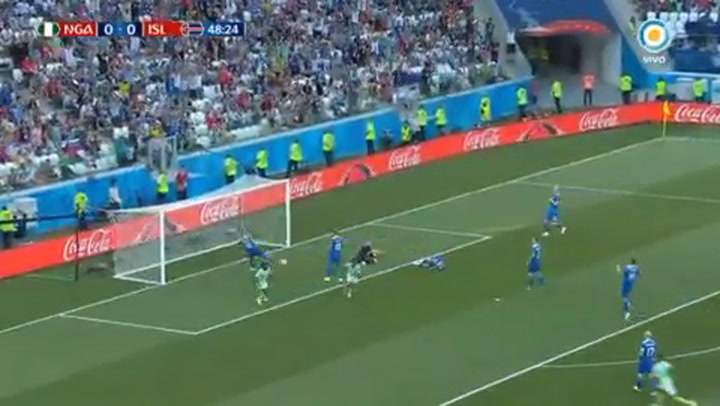 El gol de Nigeria que marcó el 1-0 ante Islandia - Fuente: Tv Pública