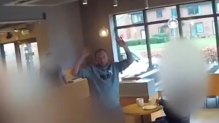Armed police storm Starbucks to arrest knife man drinking coffee
